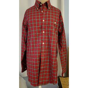 Mens Orvis Size S Red Plaid Long Sleeve Button down 100% Cotton Shirt